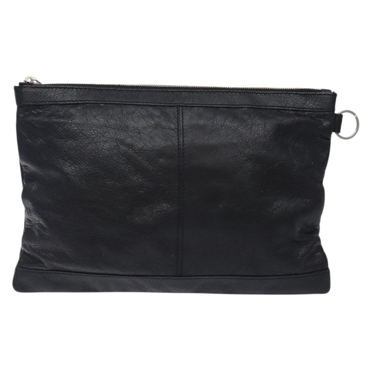 Balenciaga Classic City Clip Pouch Leather, BLACK, LEATHER, Clutche & pouche