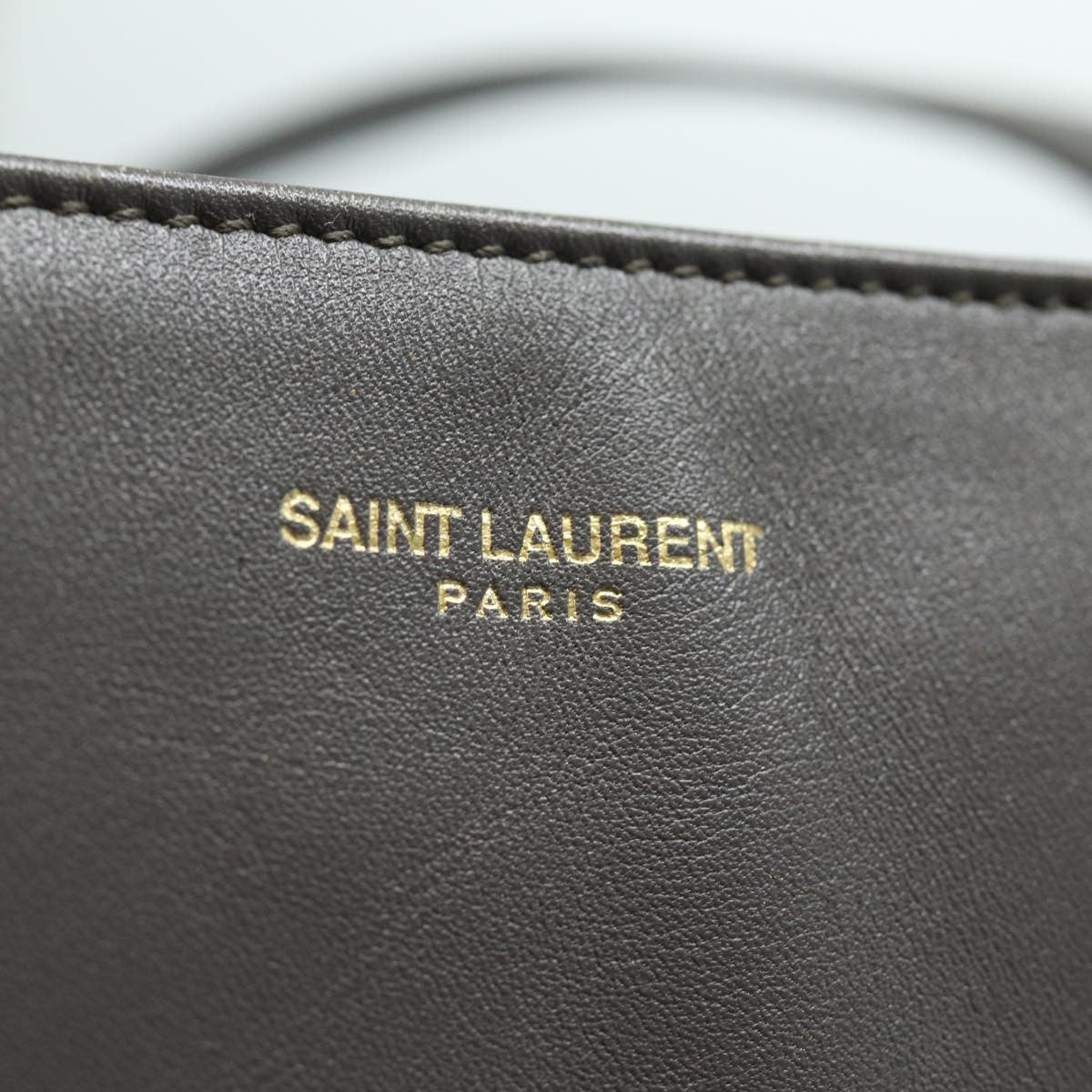 Saint Laurent Shopper Tote Leather, GRAY, LEATHER, Tote bag