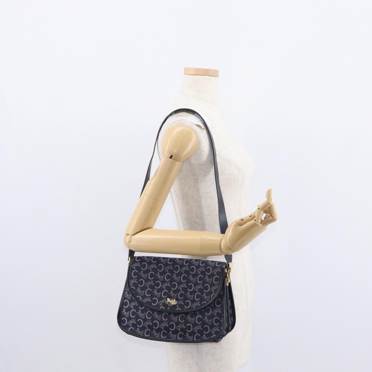 Celine C Sulky Shoulder bag Canvas, NAVY, CANVAS, Shoulder bag