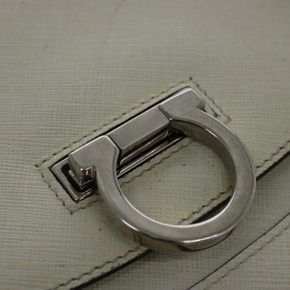 Salvatore Ferragamo Gancini handbag Leather, WHITE, LEATHER, Shoulder bag