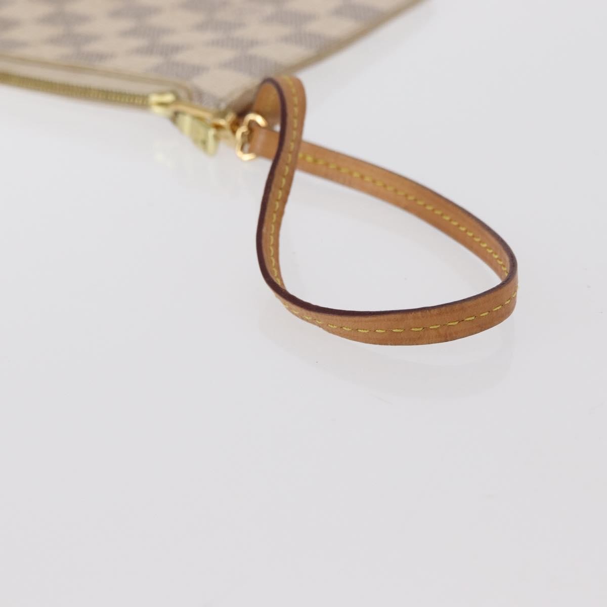 Louis Vuitton Neverfull Pochette Damier, WHITE, CANVAS, Clutche & pouche