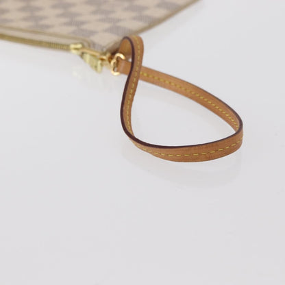Louis Vuitton Neverfull Pochette Damier, WHITE, CANVAS, Clutche & pouche