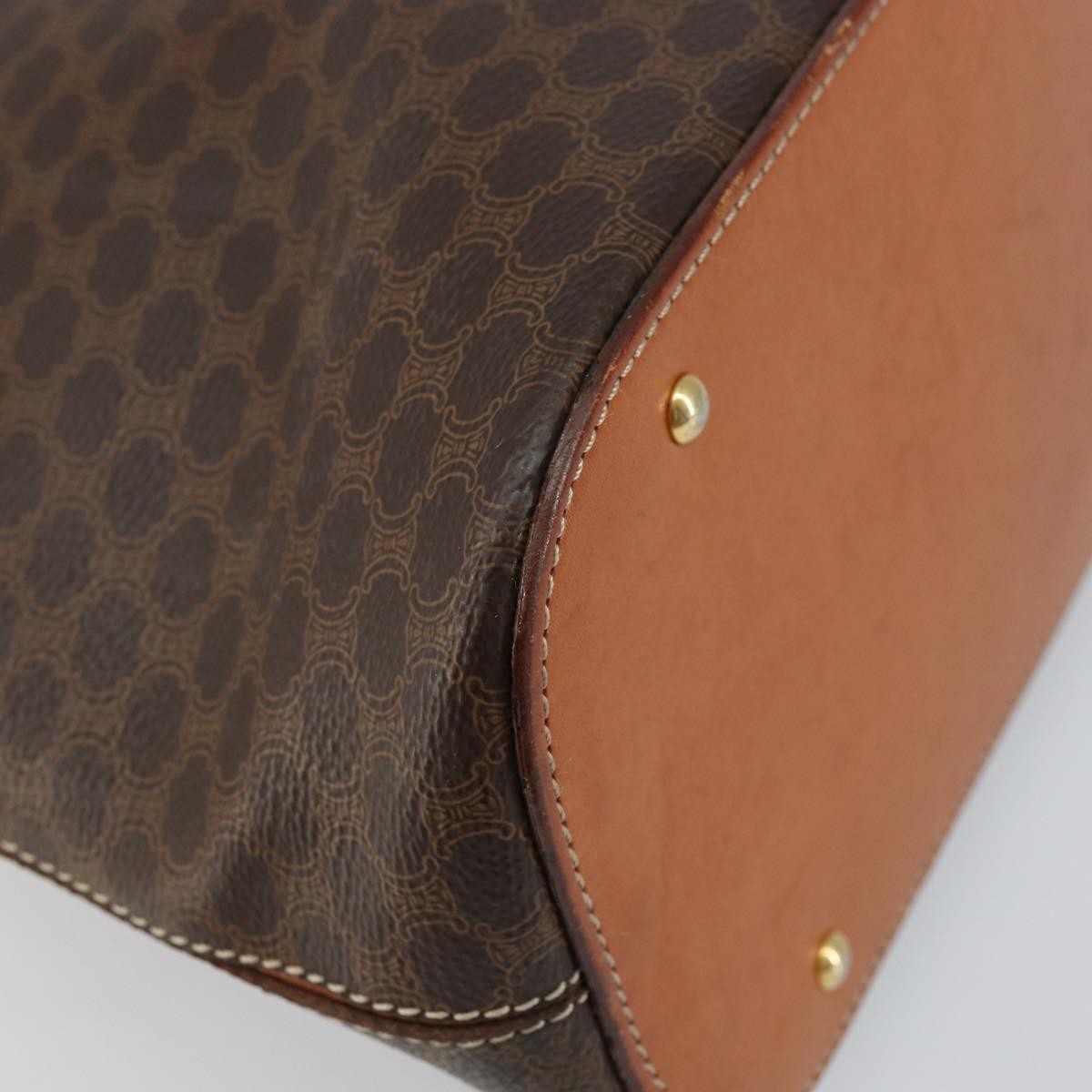 Celine Macadam Handbag Macadam with leather, BROWN, PVC,CANVAS, Handbag