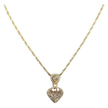 Christian Dior CD Pendant Necklace Metal and Crystals, GOLD, METAL, Necklace