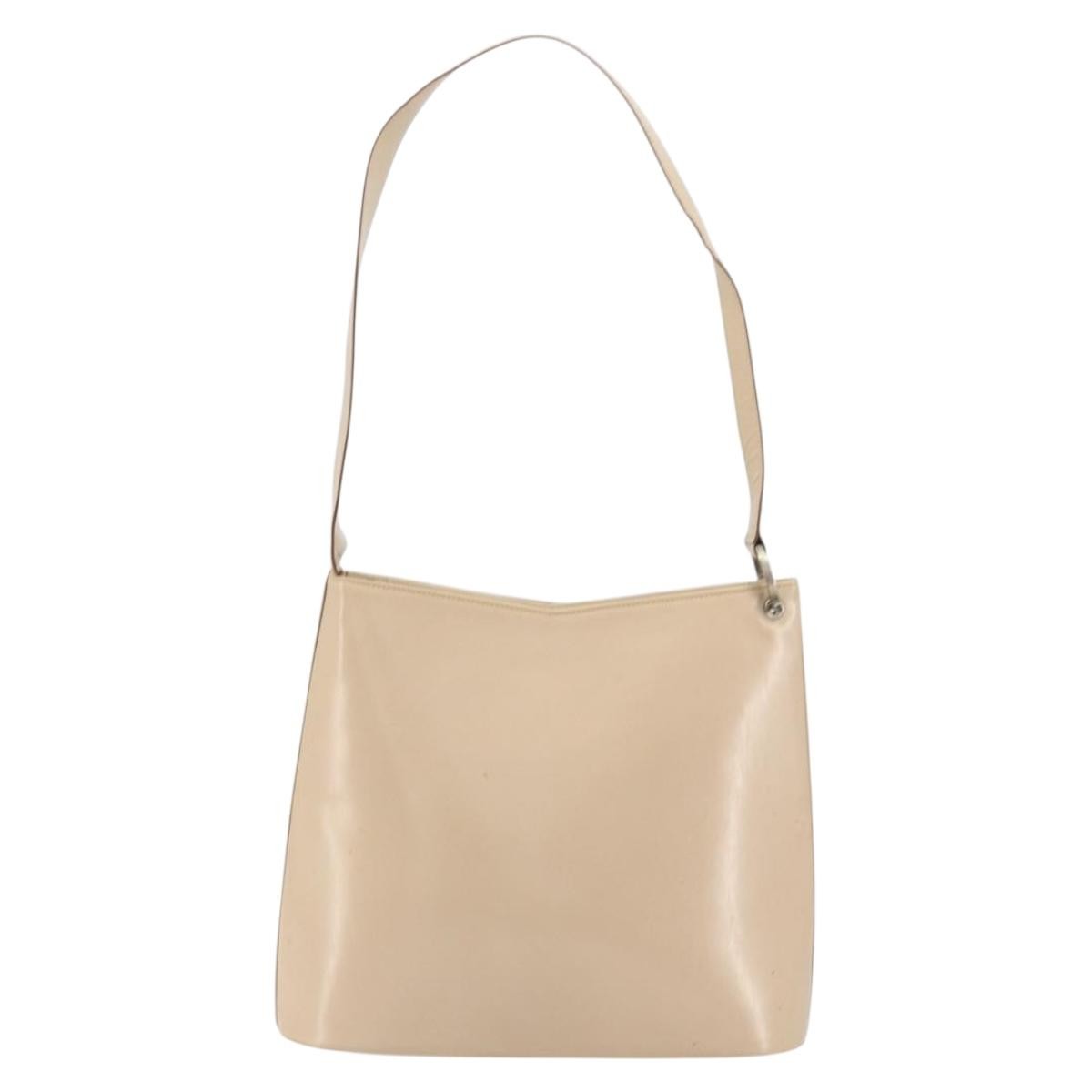 Salvatore Ferragamo Gancini Shoulder Bag Leather, BEIGE, LEATHER, Shoulder bag