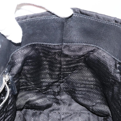 Prada Bow Tote Tessuto with Leather, BLACK, NYLON, Tote bag