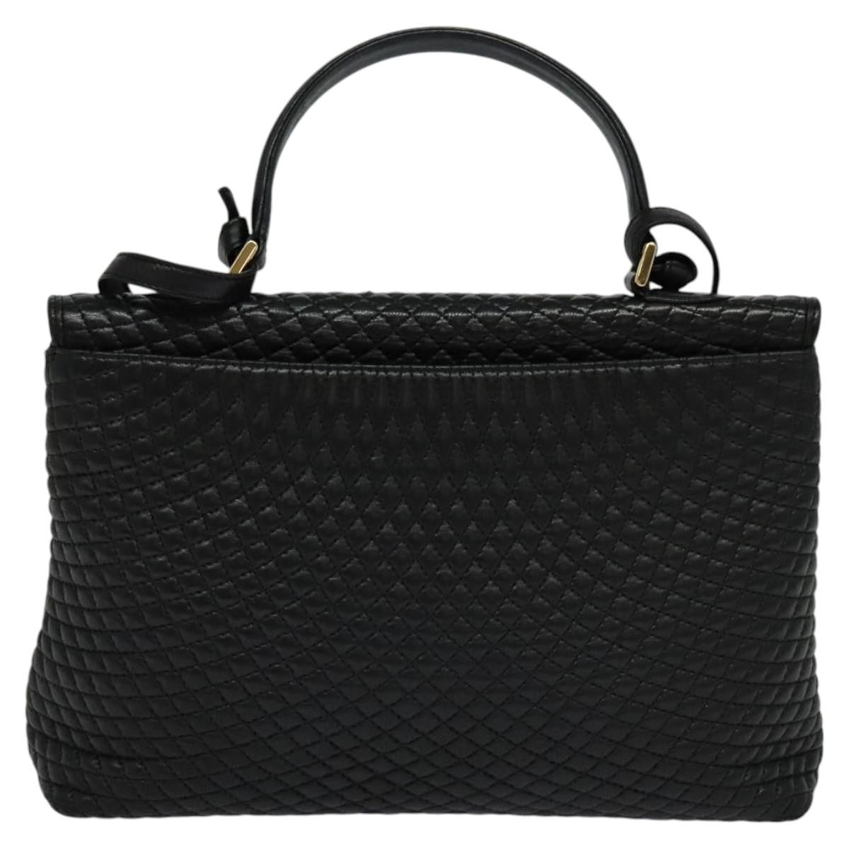 Bally Vintage Handbag Quilted Leather, BLACK, LEATHER, Handbag