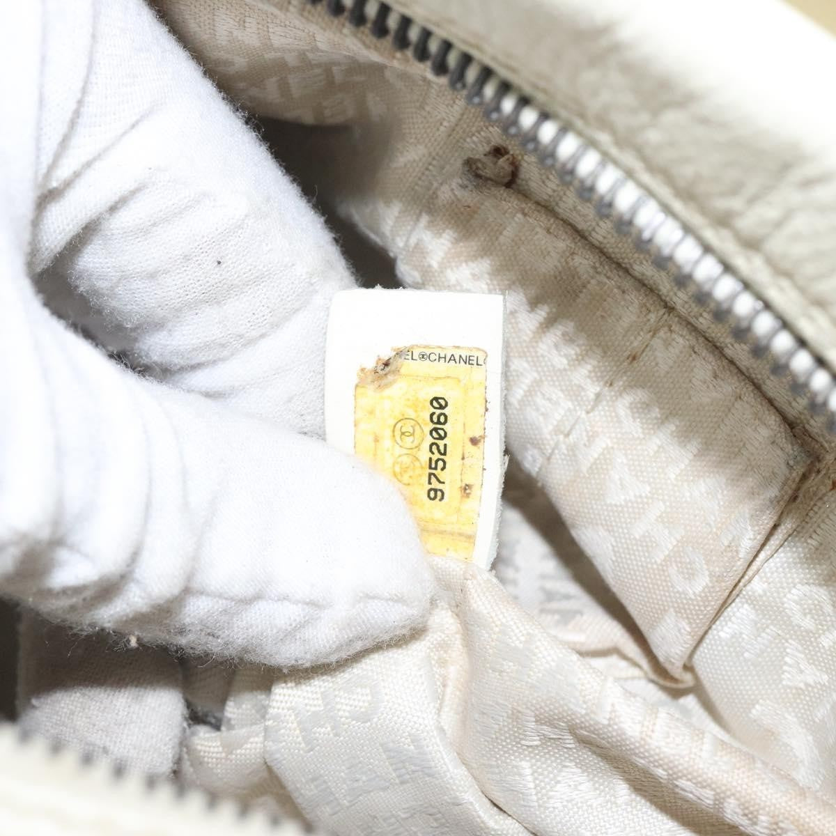 Chanel Square Stitch Shoulder Bag Quilted Caviar, WHITE, LEATHER, Shoulder bag