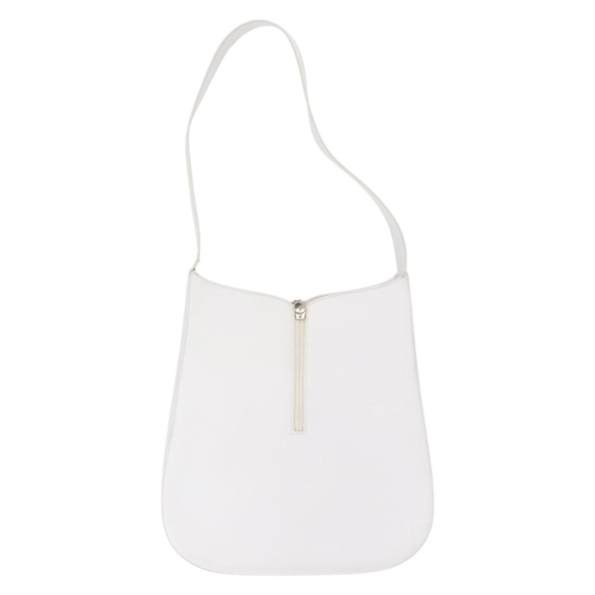 Salvatore Ferragamo Gancini Shoulder Bag Leather, WHITE, LEATHER, Shoulder bag