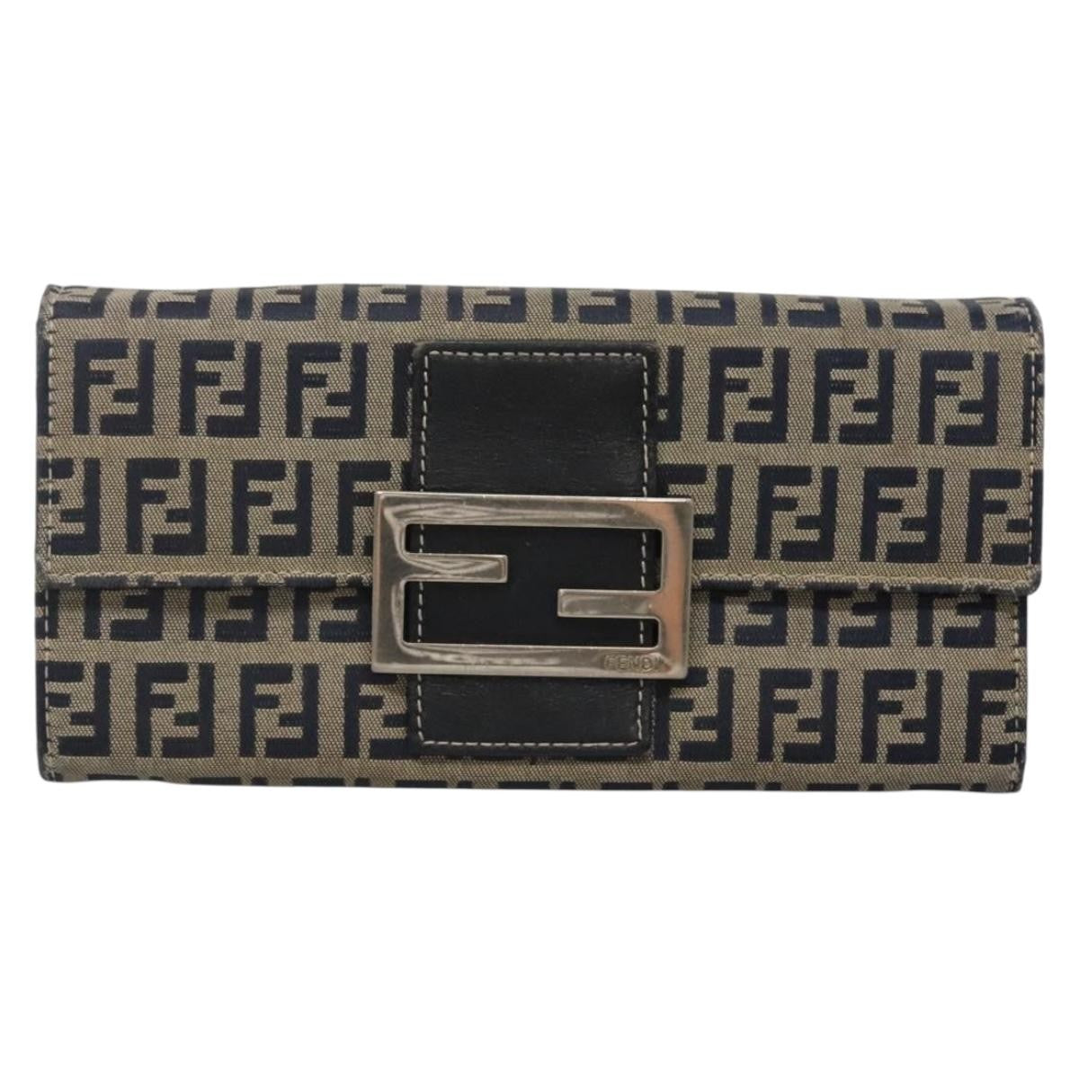 Fendi FF Continental Wallet Canvas, NAVY, CANVAS, Wallets