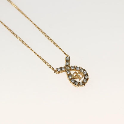 Christian Dior CD Pendant Necklace Metal and Crystals, GOLD, METAL, Necklace