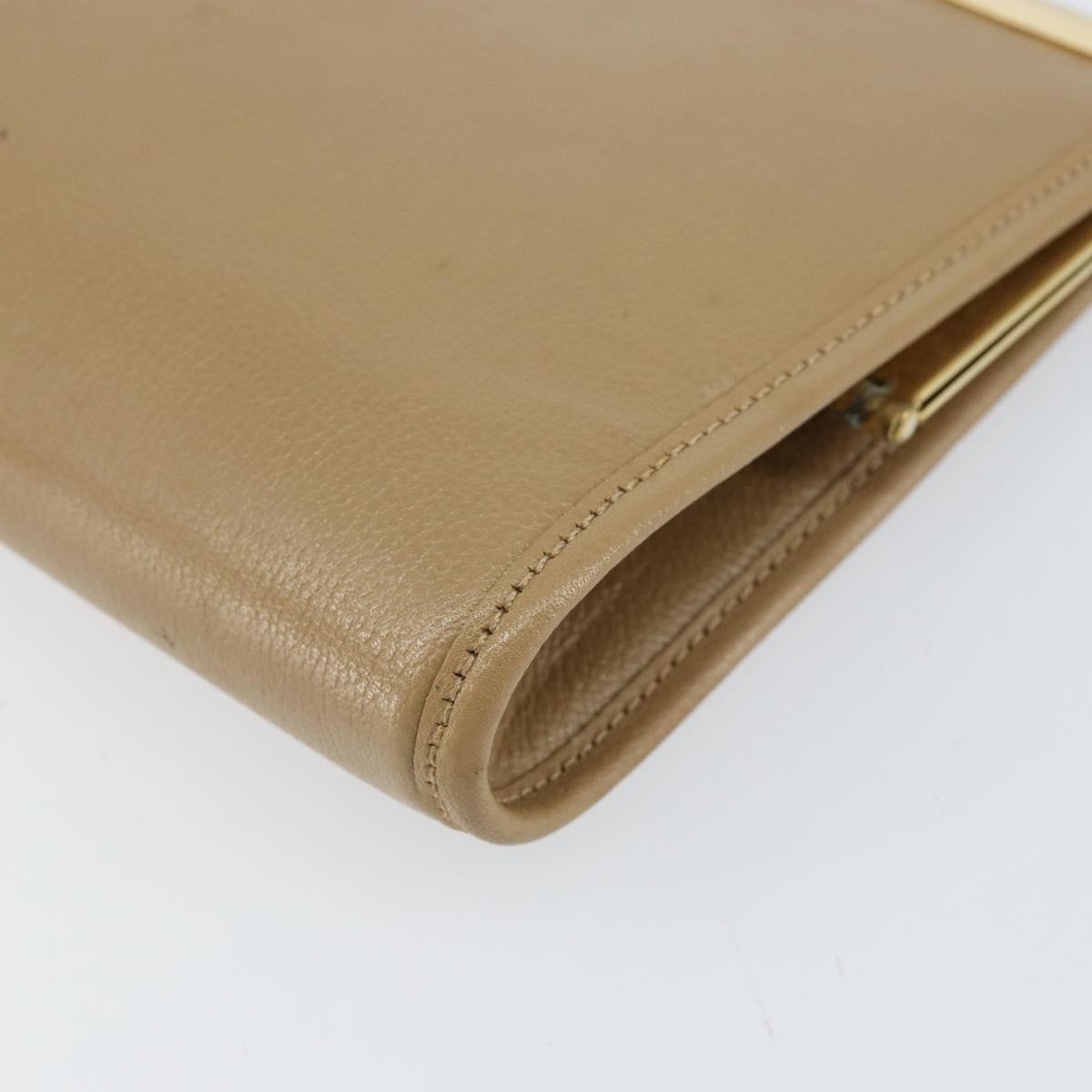 Christian Dior Logo Pouch Leather, BEIGE, LEATHER, Clutche & pouche