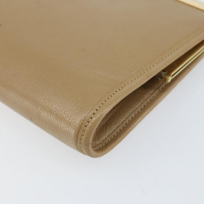 Christian Dior Logo Pouch Leather, BEIGE, LEATHER, Clutche & pouche