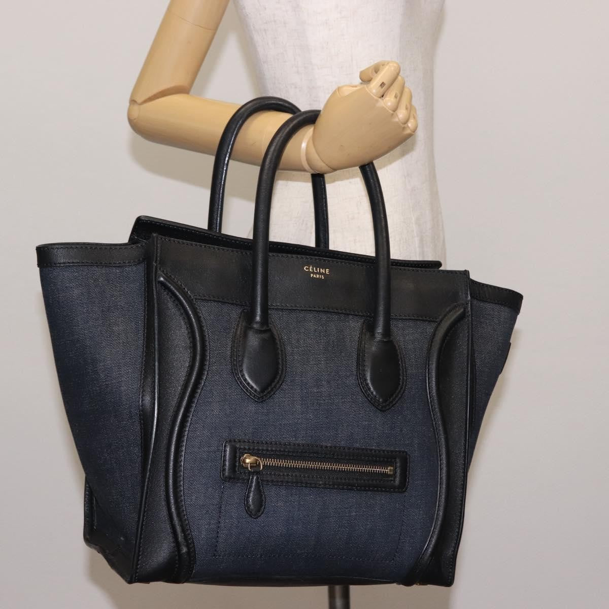 Celine Luggage Bag Denim and leather, BLACK, DENIM_JEANS, Handbag