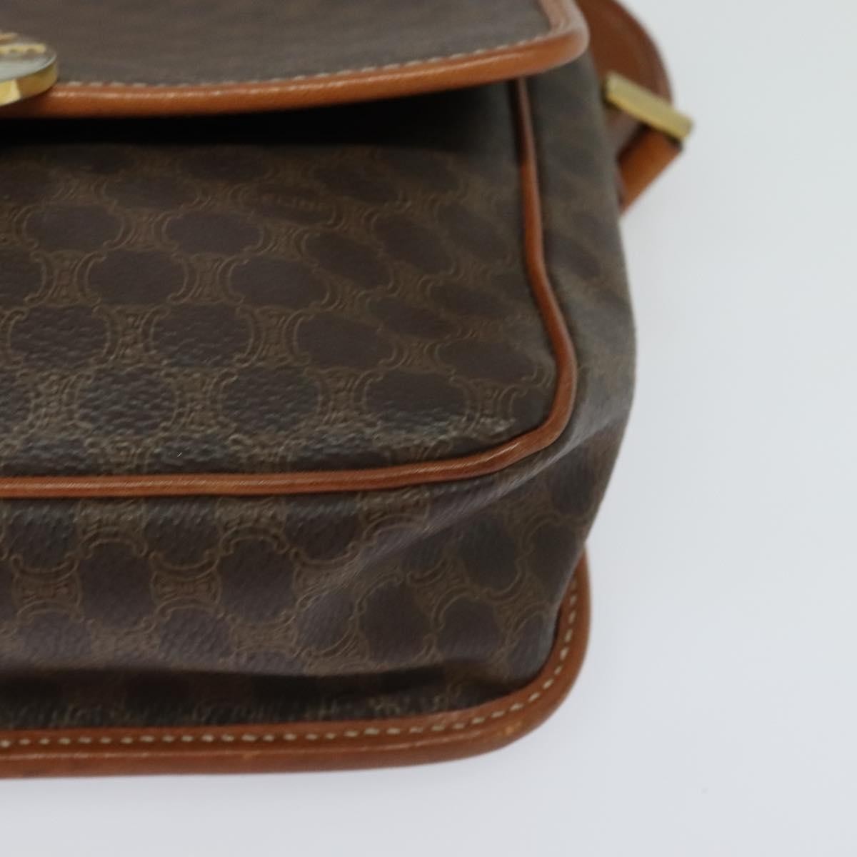 Celine Macadam Shoulder Bag PVC Leather, BROWN, CANVAS, Shoulder bag