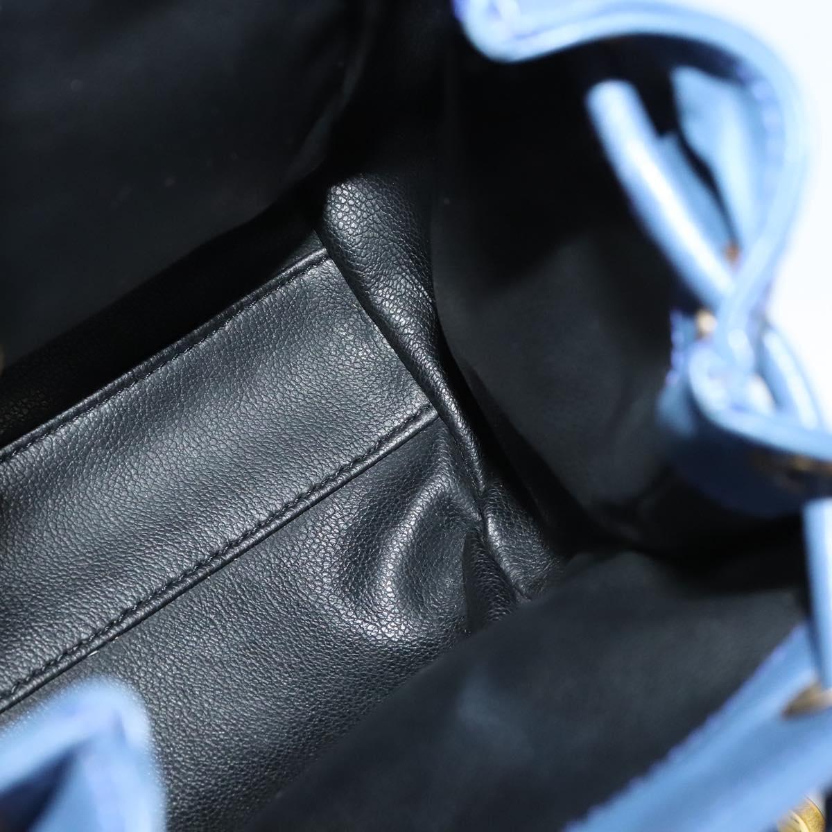 Christian Dior Vintage Flap Backpack Leather, BLUE, LEATHER, Backpack