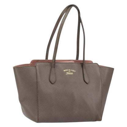 Gucci Swing Tote Leather, GRAY, LEATHER, Tote bag