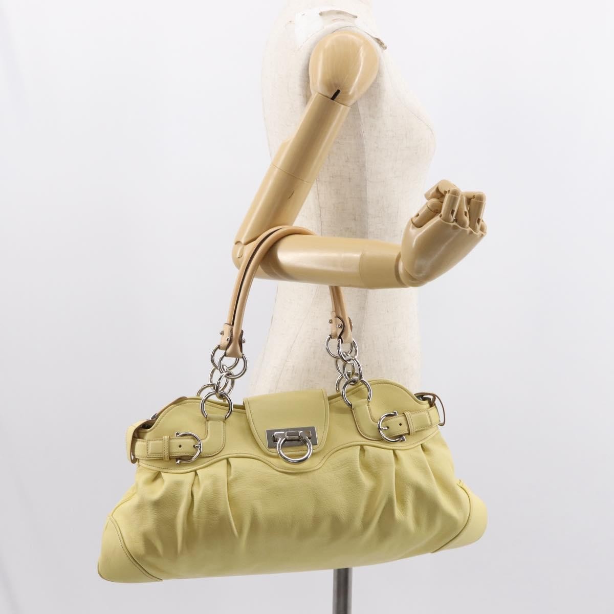 Salvatore Ferragamo Marisa Satchel Leather, YELLOW, LEATHER, Tote bag