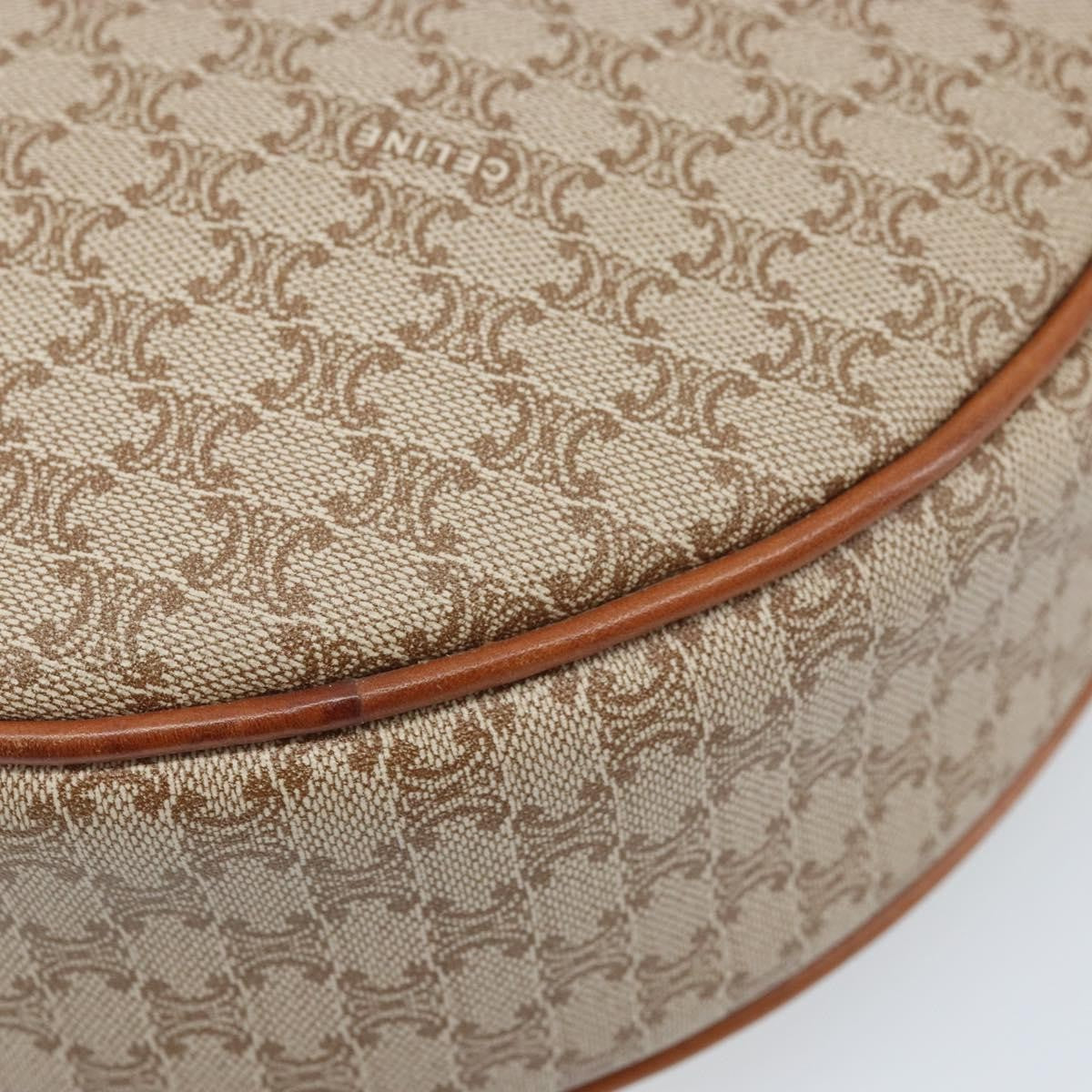 Celine Vintage Macadam Shoulder Bag Canvas and Leather, BEIGE, CANVAS, Shoulder bag