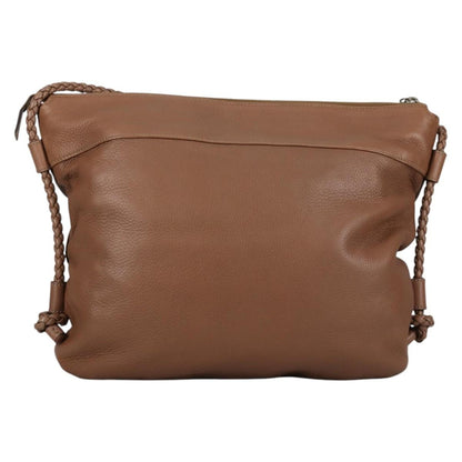 Gucci Braided Strap Zip Messenger Leather, BROWN, LEATHER, Shoulder bag