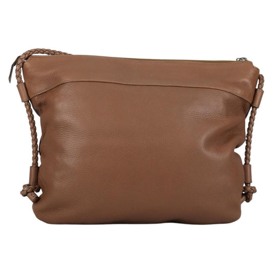 Gucci Braided Strap Zip Messenger Leather, BROWN, LEATHER, Shoulder bag