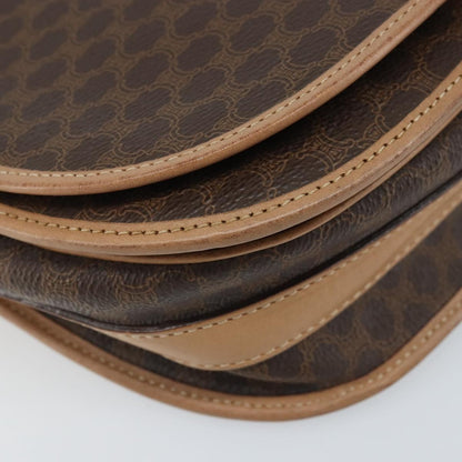 Celine Vintage Macadam Shoulder Bag Canvas and Leather, Brown, Canvas, Shoulder Bag