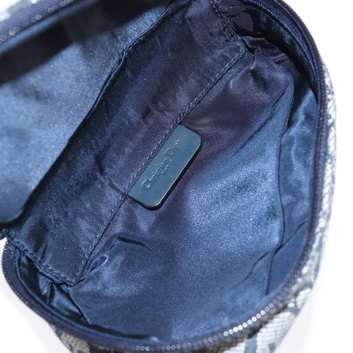 Christian Dior Saddle Zip Pouch Diorissimo Canvas, NAVY, CANVAS, Clutche & pouche