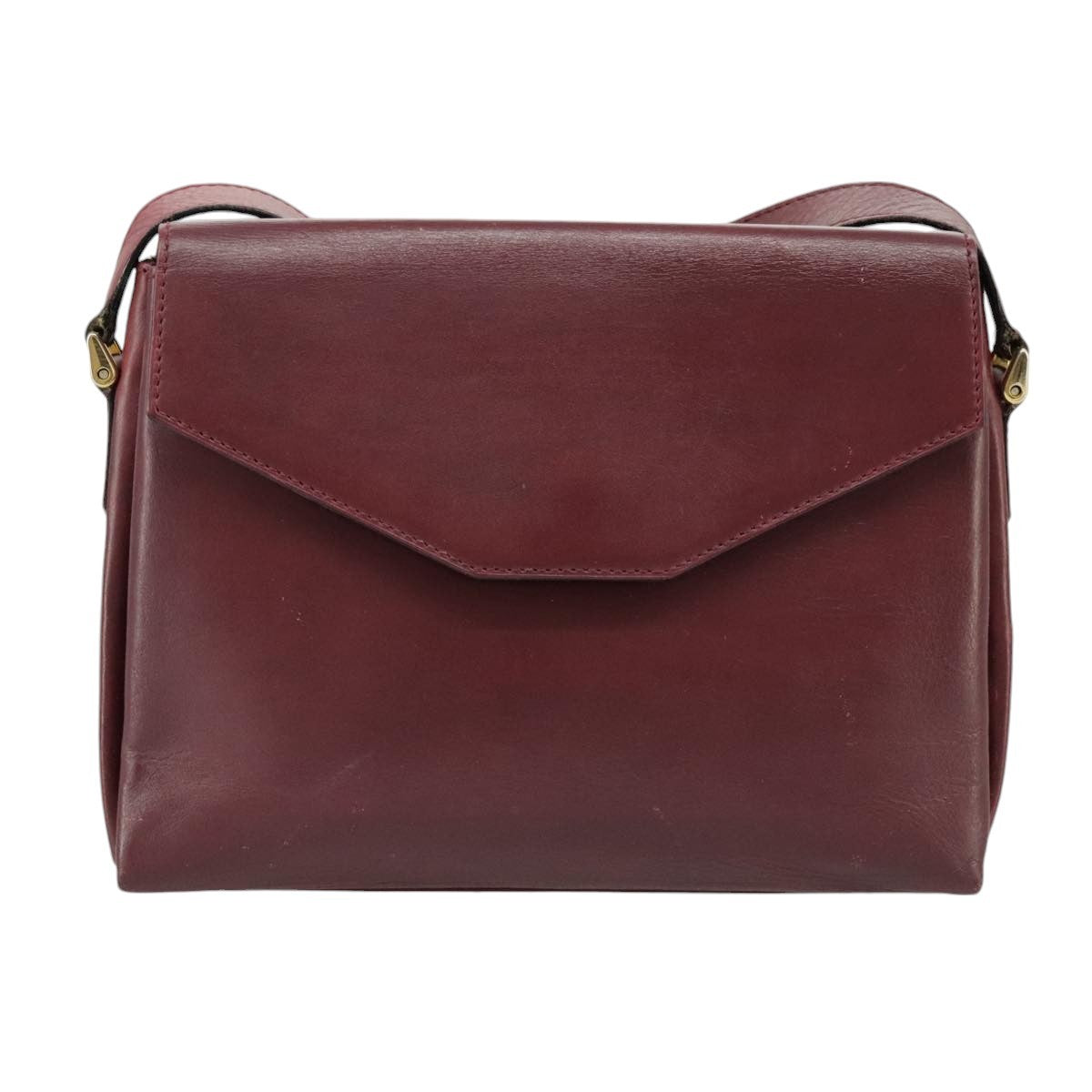 Celine Circle logo Leather, BURGUNDY, LEATHER, Shoulder bag