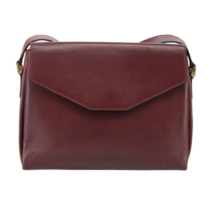 Celine Circle logo Leather, BURGUNDY, LEATHER, Shoulder bag