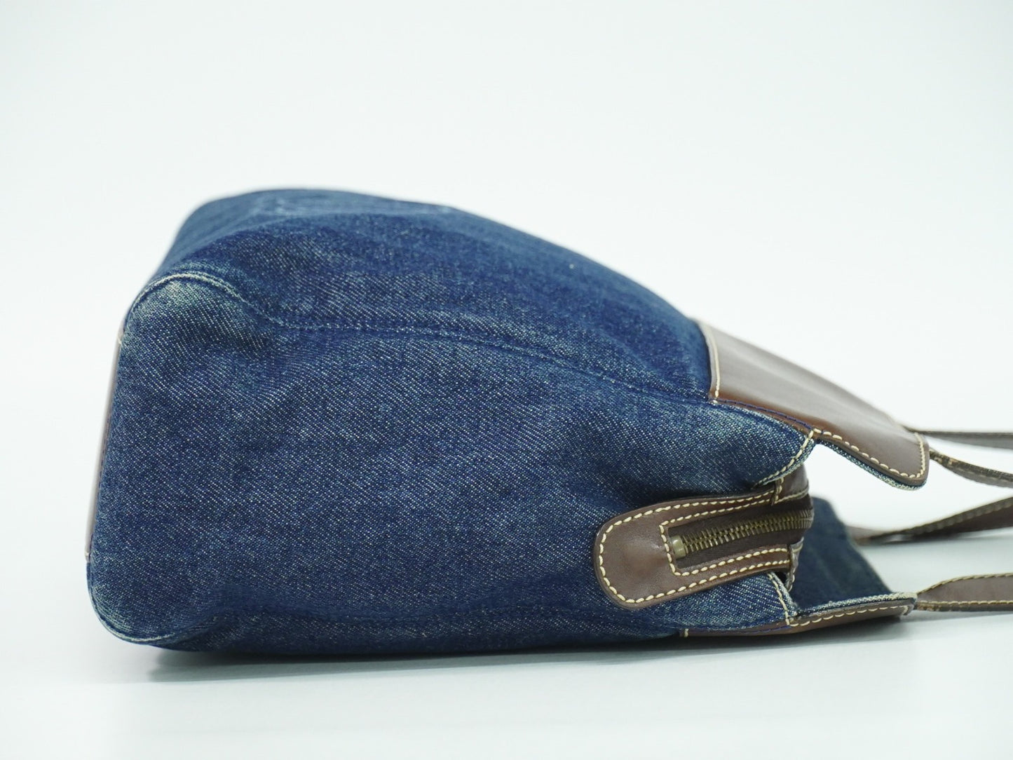 Chanel Vintage CC Tote Denim with Leather, NAVY, DENIM_JEANS, Tote bag