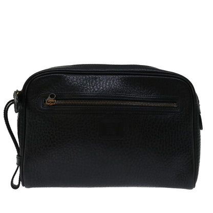 Burberry Zip Clutch Leather, BLACK, LEATHER, Clutche & pouche