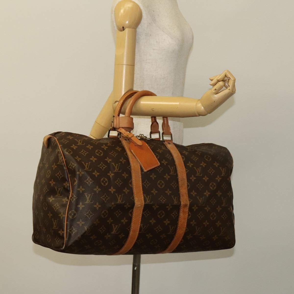 Louis Vuitton Keepall Bag Monogram Canvas, BROWN, CANVAS, Travel bag
