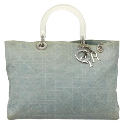 Christian Dior Vintage Lady Dior Bag Cannage Quilt Denim, BLUE, CANVAS, Tote bag