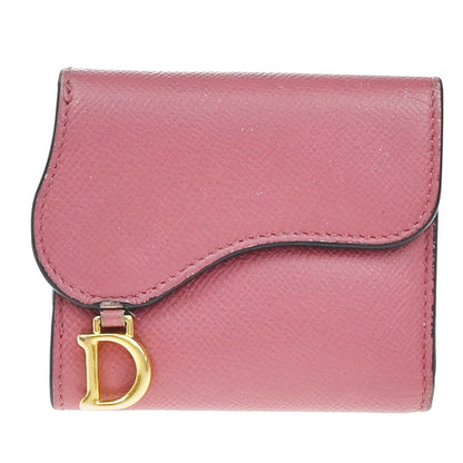 Christian Dior Saddle Trifold Flap Wallet Leather, PINK, LEATHER, Wallets