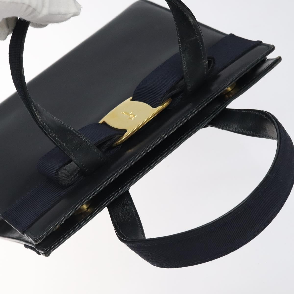 Salvatore Ferragamo Convertible Vara Bow Tote Leather, NAVY, LEATHER, Tote bag