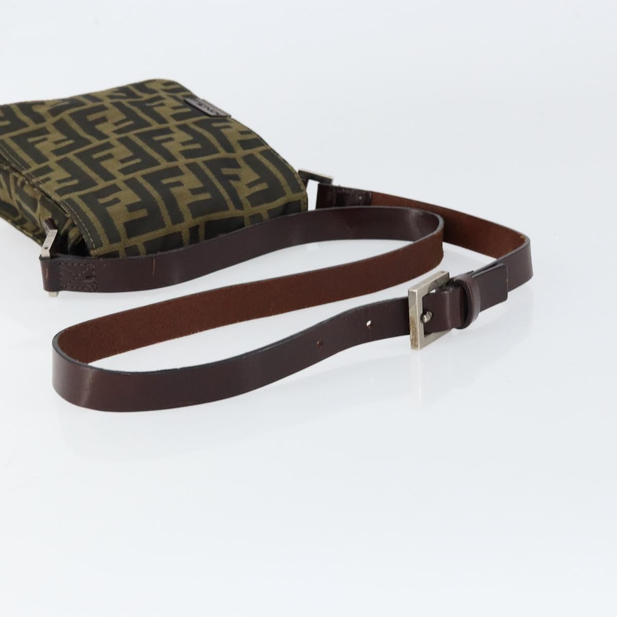 Fendi Flat Messenger Bag Zucca Canvas, BROWN, CANVAS, Shoulder bag