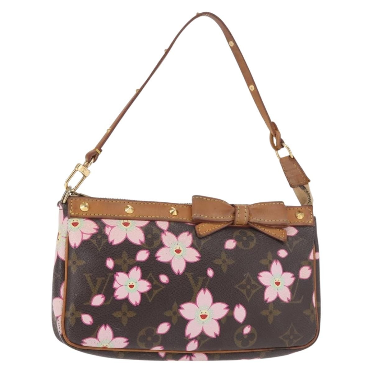 Louis Vuitton Pochette Accessoires Limited Edition Cherry Blossom Monogram, BROWN, CANVAS, Clutche & pouche