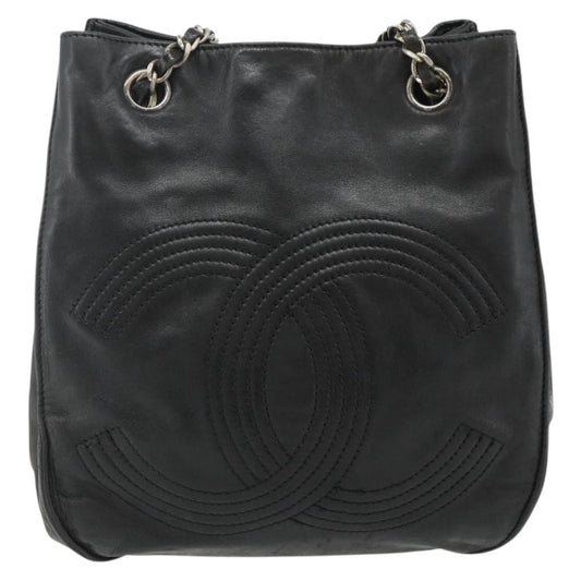 Chanel Vintage CC Shoulder Bag Lambskin, Black, Leather, Shoulder Bag