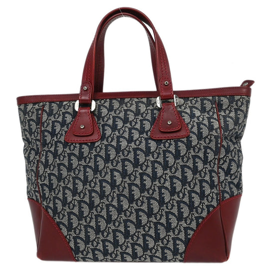 Christian Dior Vintage Trotter Zip Tote Diorissimo Canvas, NAVY, CANVAS, Tote bag