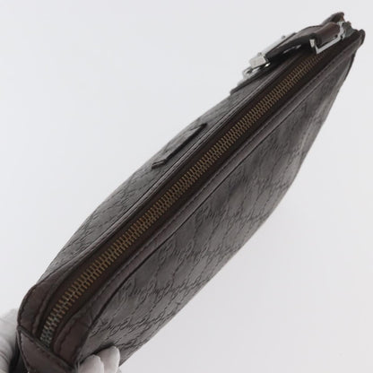 Gucci Zip Pouch Leather, BROWN, LEATHER, Clutche & pouche
