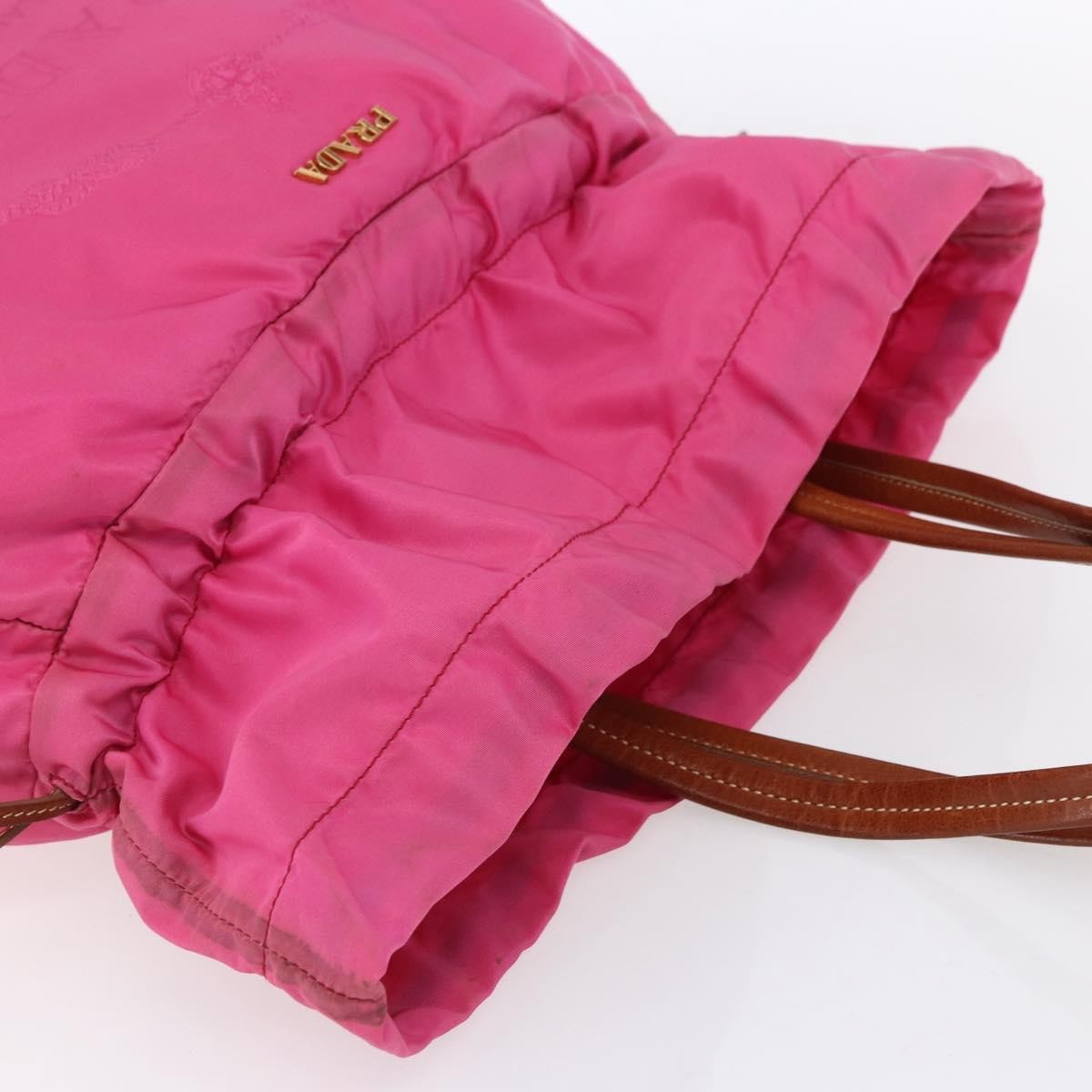 Prada Logo Drawstring Tote Tessuto, PINK, NYLON, Tote bag