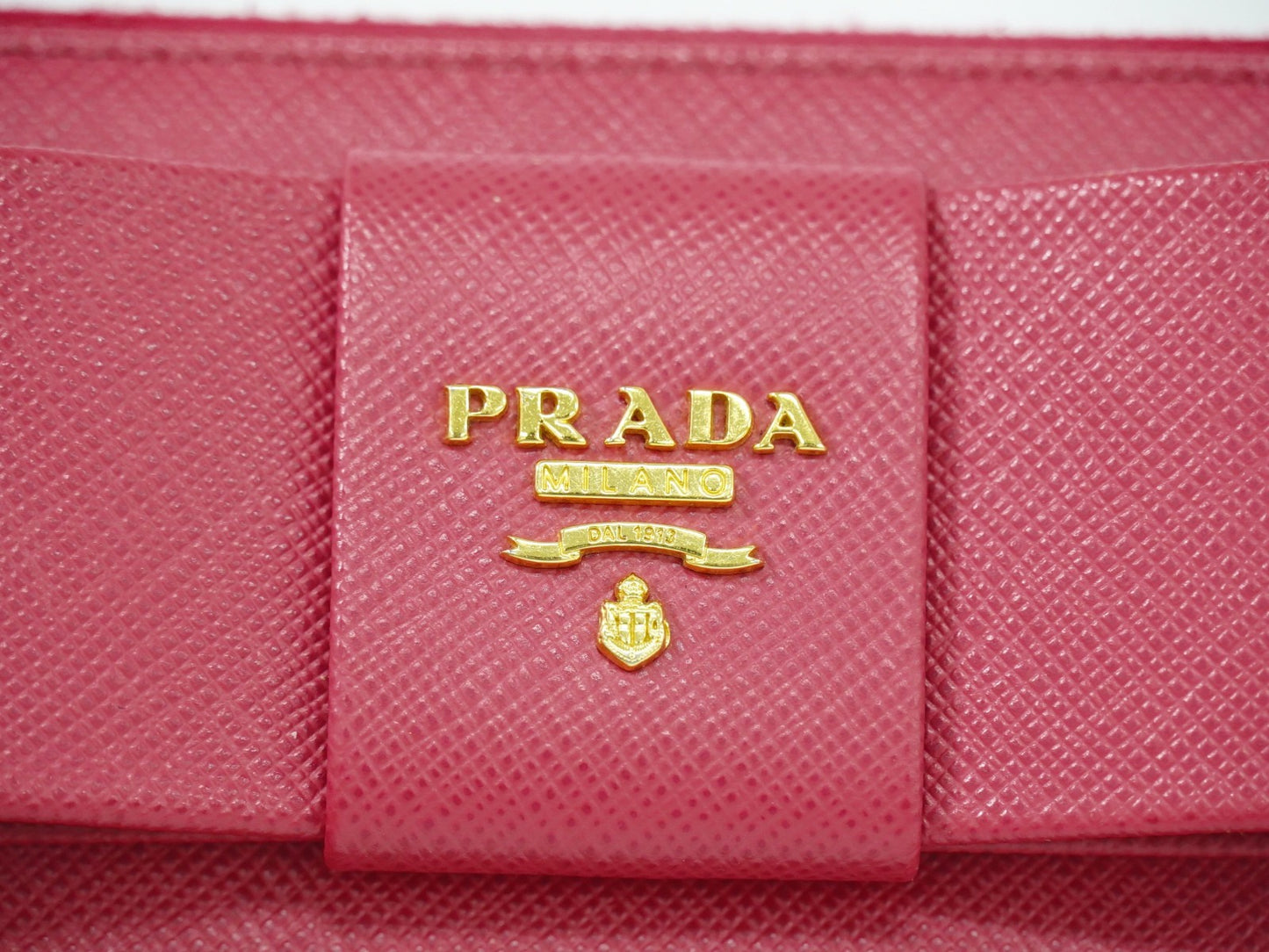 Prada Bow Zip Around Wallet Saffiano Leather, PINK, LEATHER, Wallets
