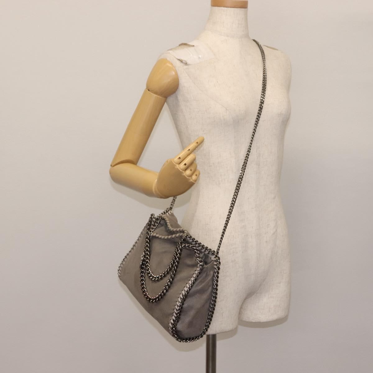 Stella McCartney Falabella Fold Over Crossbody Bag Shaggy Deer, GRAY, POLYESTER, Crossbody bag