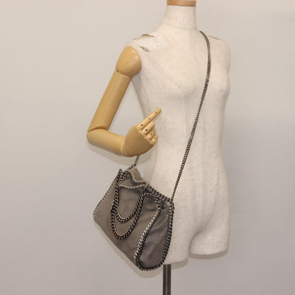 Stella McCartney Falabella Fold Over Crossbody Bag Shaggy Deer, GRAY, POLYESTER, Crossbody bag
