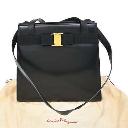 Salvatore Ferragamo Convertible Vara Bow Tote Leather, BLACK, LEATHER, Handbag