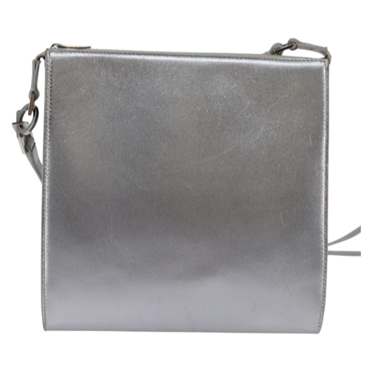 Salvatore Ferragamo Gancini Shoulder Bag Leather, SILVER, LEATHER, Shoulder bag