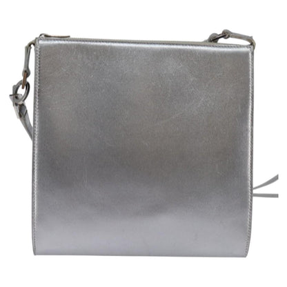 Salvatore Ferragamo Gancini Shoulder Bag Leather, SILVER, LEATHER, Shoulder bag