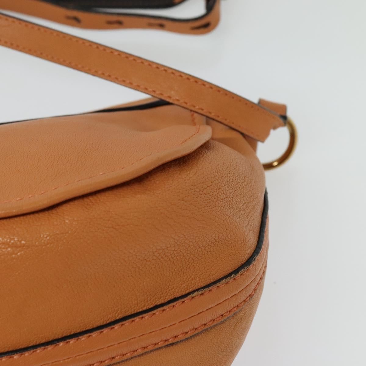 Chloe Elsie Shoulder Bag Perforated Leather, ORANGE, LEATHER, Shoulder bag