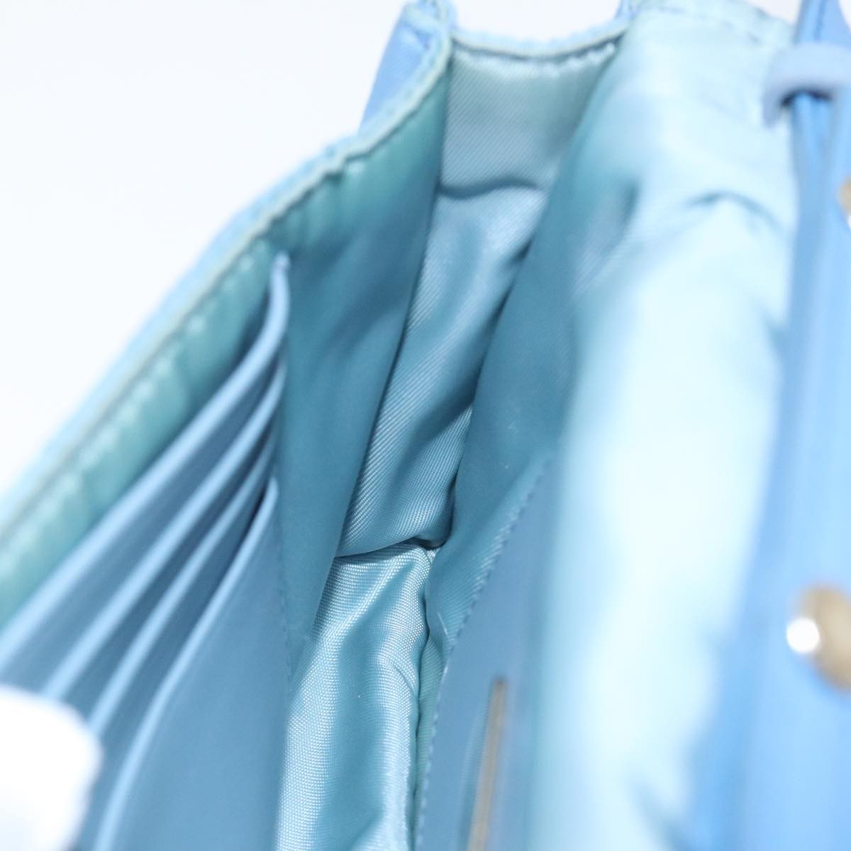 Prada Etiquette Flap Bag Studded Tessuto, BLUE, NYLON, Handbag