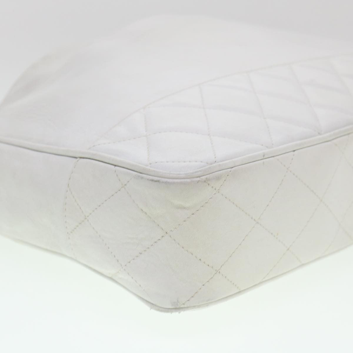 Chanel Vintage Shopping Tote Lambskin, WHITE, LEATHER, Shoulder bag